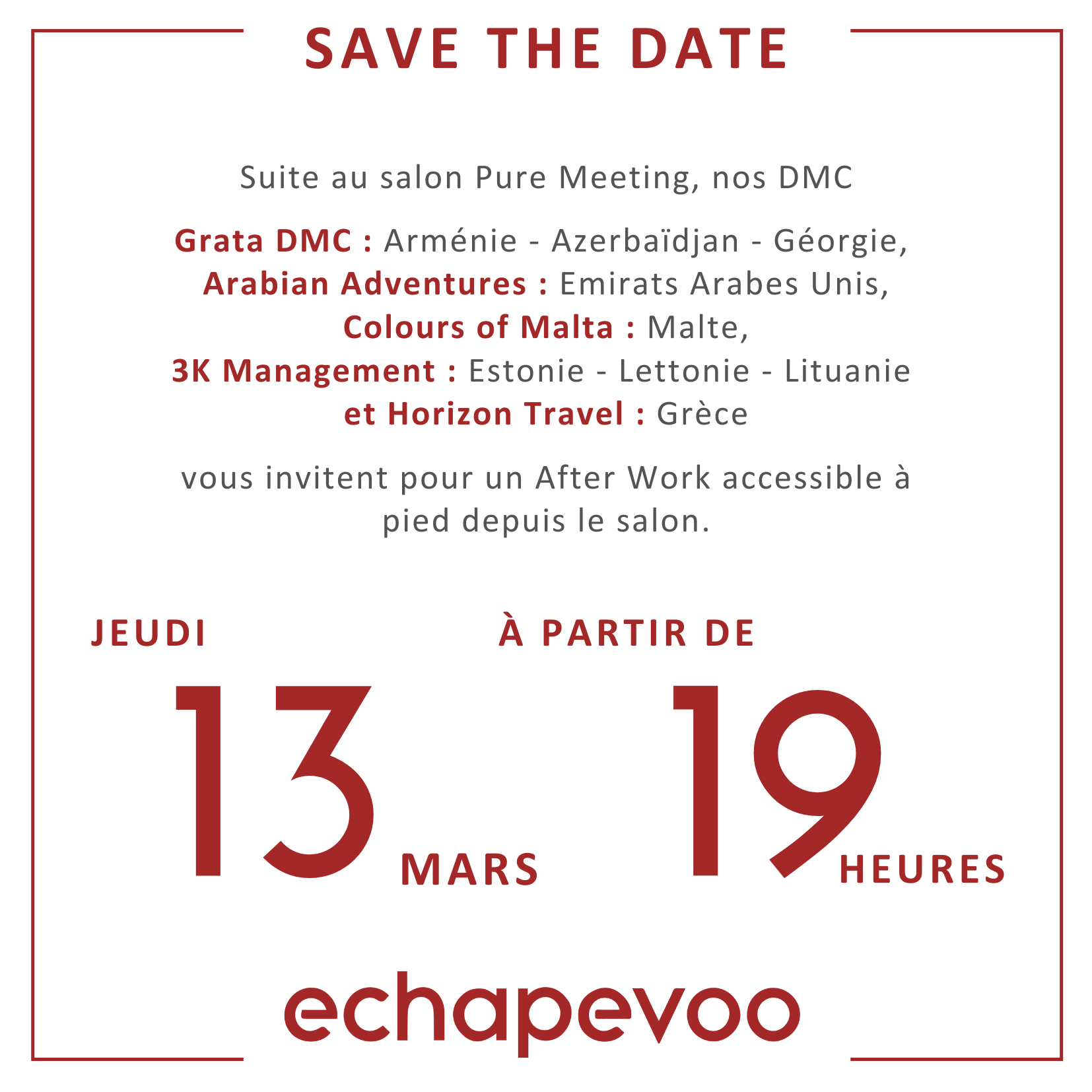 📅 Echapevoo et ses DMCs vous invitent à son After Work après le salon Pure Meeting !